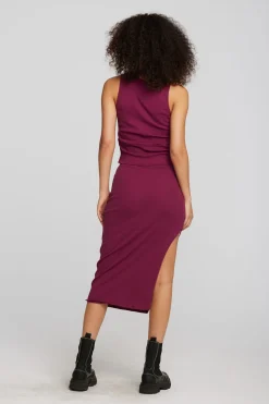 Chaser Brand Recycled Vintage Rib Midi Skirt With Shirring And Side Slit Best