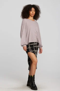 Chaser Brand Recycled Vintage Rib Midi Skirt With Shirring And Side Slit Flash Sale