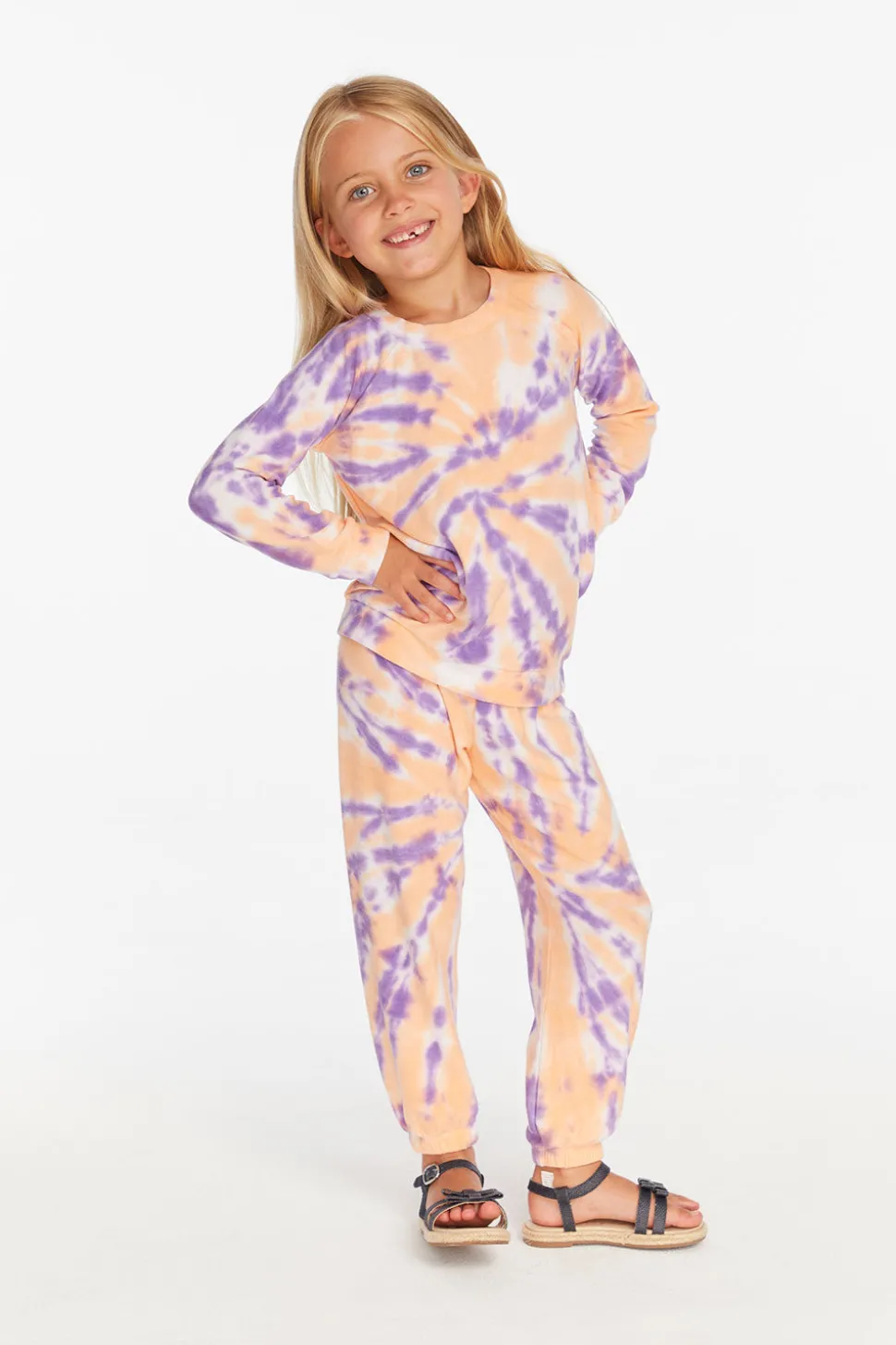 Chaser Brand Reverse Peach Lavender Tie Dye Cozy Knit Pullover New