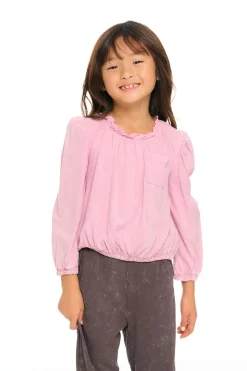 Chaser Brand Ruffle Neck Pocket Shirred Tee Outlet