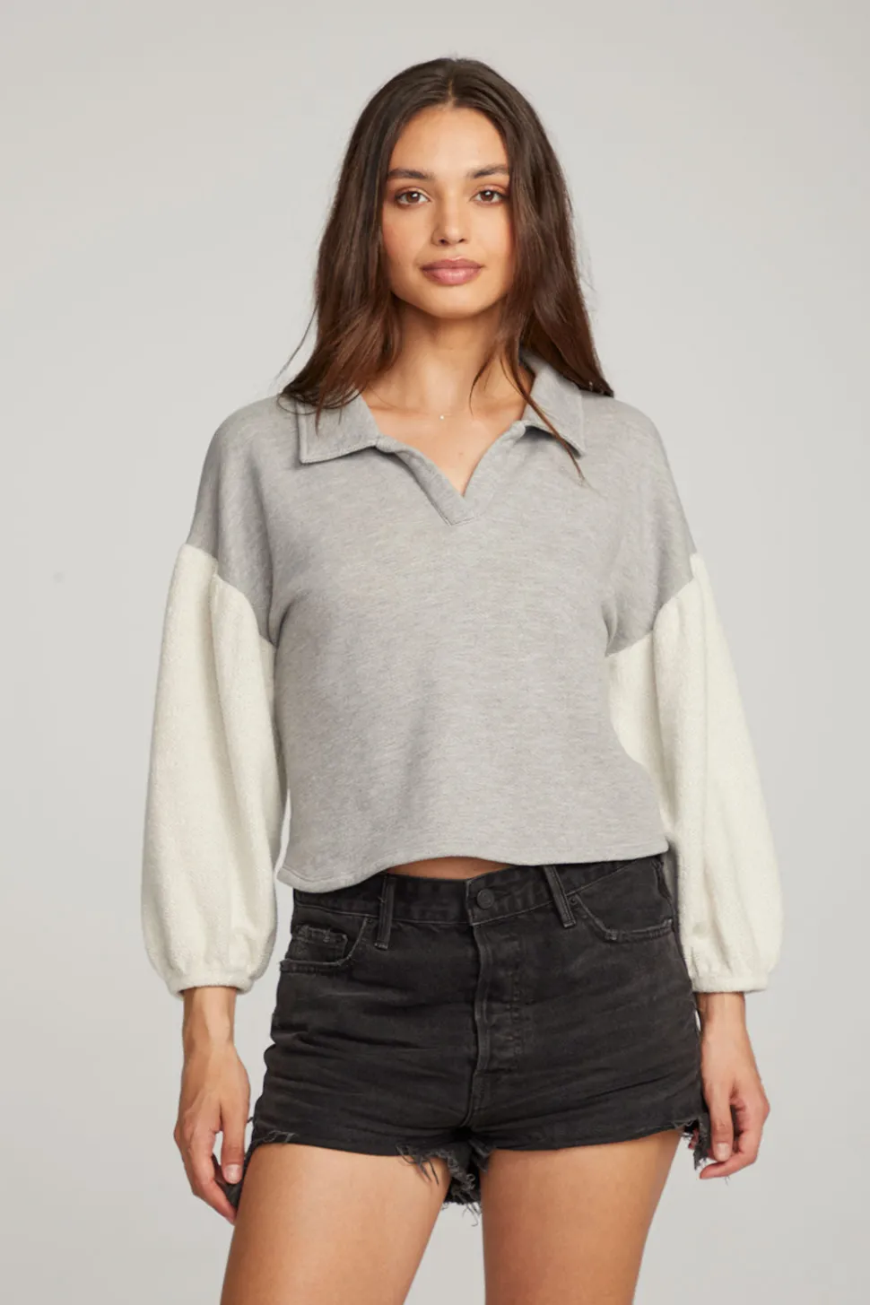 Chaser Brand Saratoga Heather Grey Pullover Hot