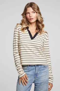 Chaser Brand Sausalito Black Sand Stripe Long Sleeve Outlet