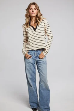 Chaser Brand Sausalito Black Sand Stripe Long Sleeve Outlet