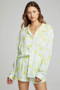 Chaser Brand Saville Button Down - Baby Blue Daisy Floral Clearance