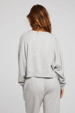Chaser Brand Scarlet Heather Grey Pullover Cheap