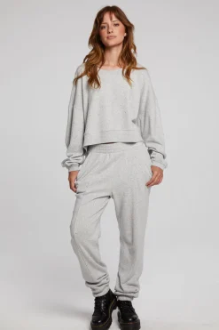Chaser Brand Scarlet Heather Grey Pullover Cheap