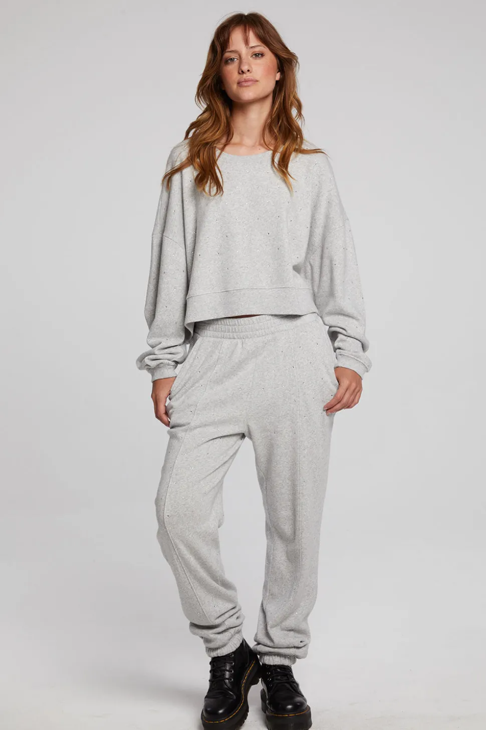 Chaser Brand Scarlet Heather Grey Pullover Cheap