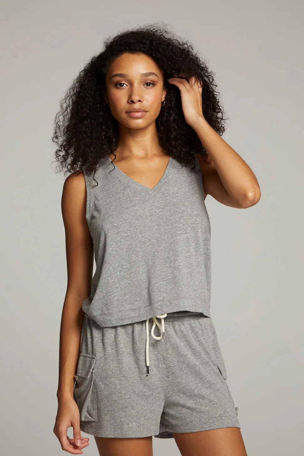 Chaser Brand Sean Streaky Grey Tank Discount