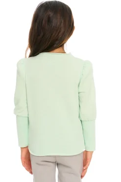 Chaser Brand Semi Cropped Hi Lo Mock Neck Puff Sleeve Pullover Sale