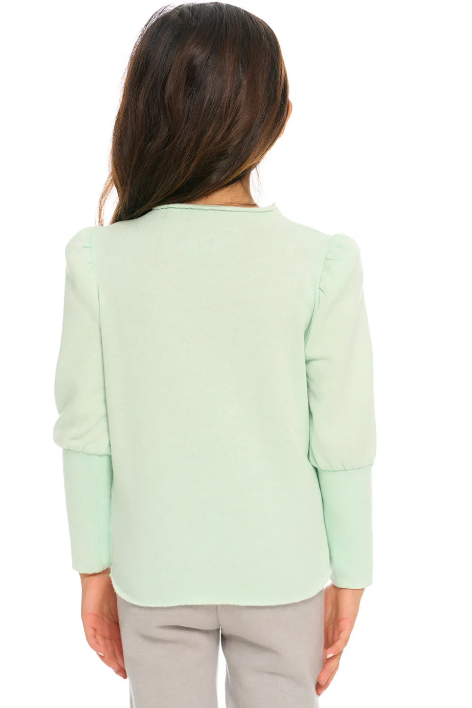 Chaser Brand Semi Cropped Hi Lo Mock Neck Puff Sleeve Pullover Sale