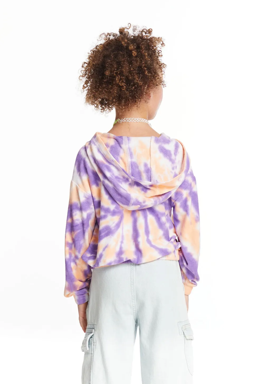 Chaser Brand Semi Cropped Peach Lavender Girls Shirred Hoodie Pullover Best