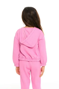 Chaser Brand Semi Cropped Shirred Hoodie Pullover Discount