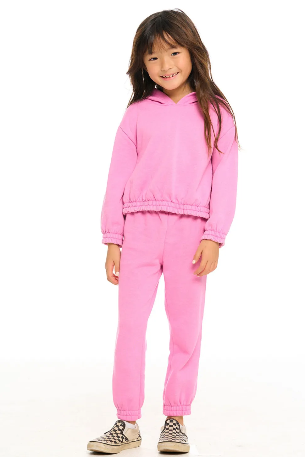 Chaser Brand Semi Cropped Shirred Hoodie Pullover Discount