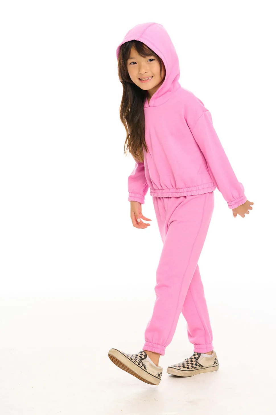 Chaser Brand Semi Cropped Shirred Hoodie Pullover Discount