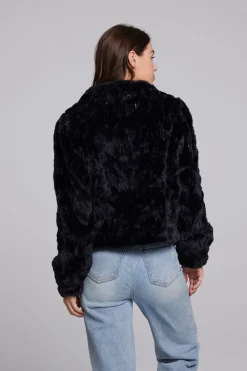 Chaser Brand Sequin Faux Fur Puff Sleeve Jacket Clearance