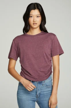 Chaser Brand Short Sleeve Crew Neck Shirred Side Tee Fashion