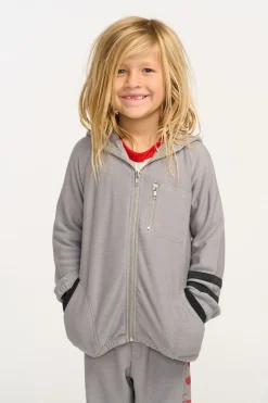 Chaser Brand Silver Gray Zip Up Hoodie Hot