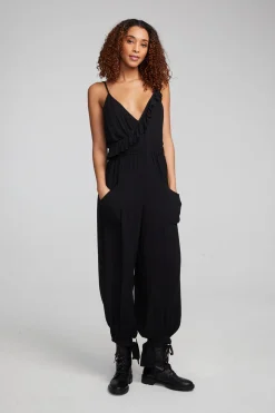 Chaser Brand Slash Shadow Black Jumpsuit Cheap