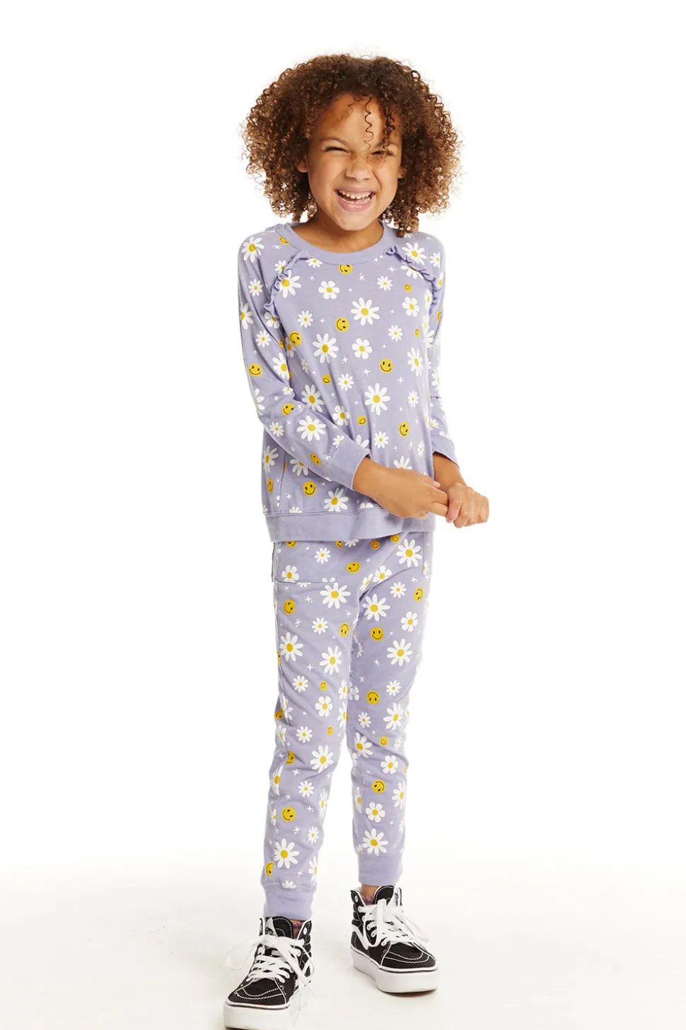 Chaser Brand Smiley Daisies Long Sleeve Ruffle Top Online