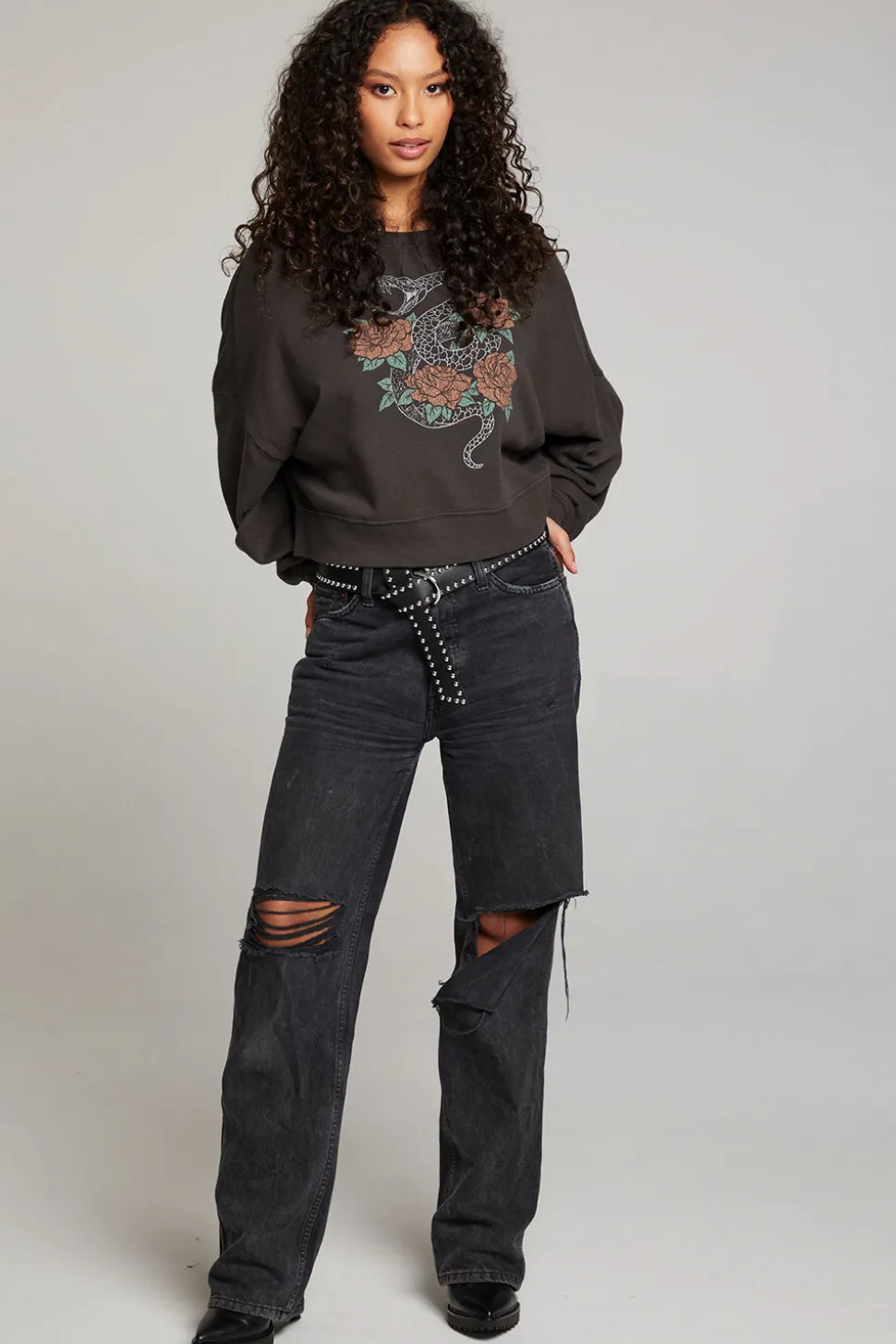 Chaser Brand Snake & Roses Pullover Best Sale