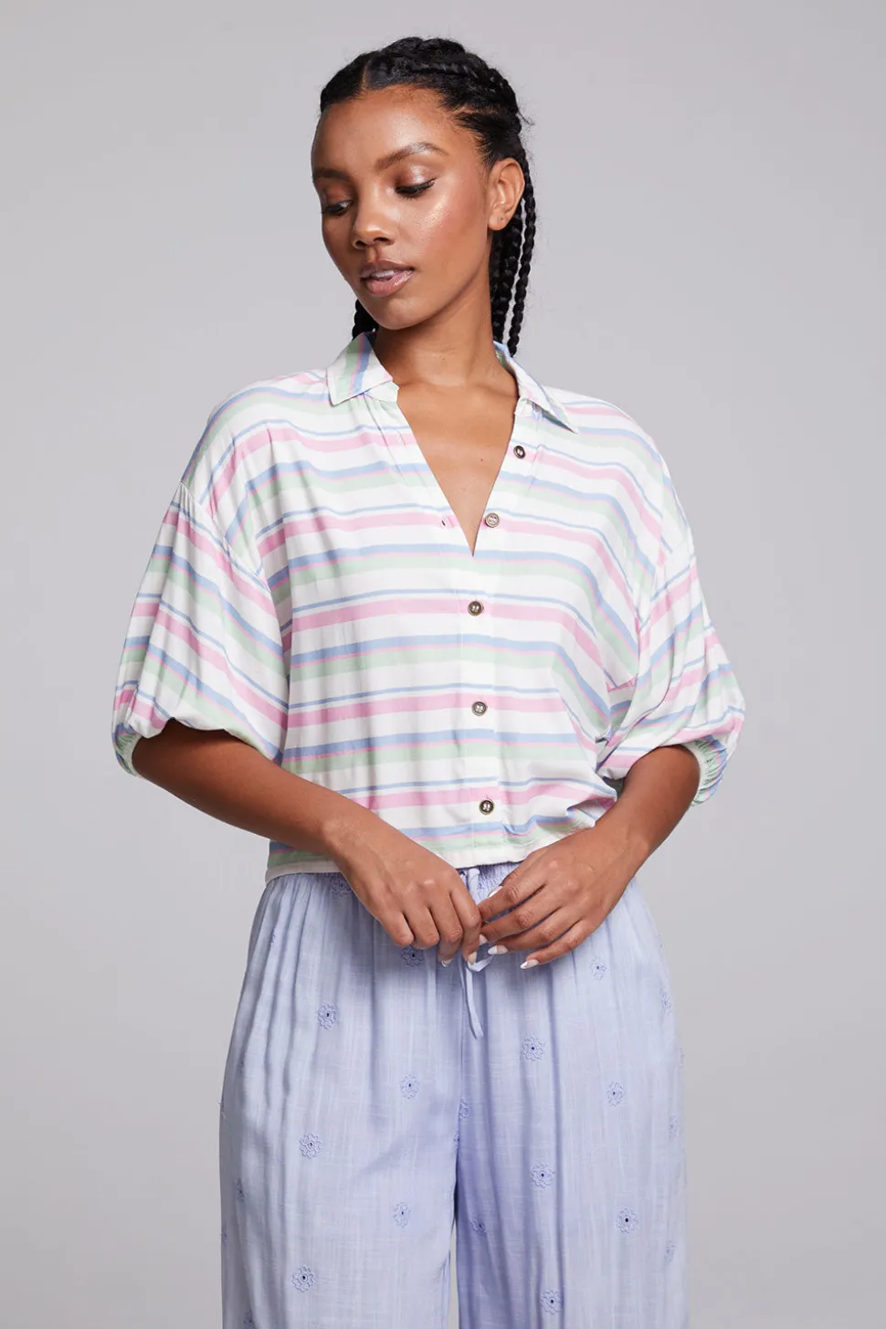 Chaser Brand Sofia Positano Stripe Blouse Cheap