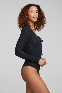 Chaser Brand Spelly Shadow Black Bodysuit Cheap