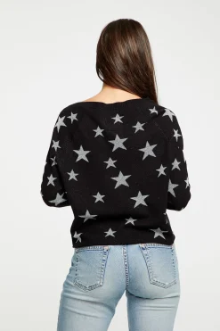 Chaser Brand Star Intarsia V-Neck Raglan Pullover Clearance