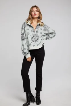 Chaser Brand Stella Matcha Half Zip Pullover Flash Sale