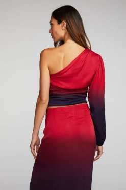 Chaser Brand Stretch Silky Woven Cold Shoulder Blouse Discount