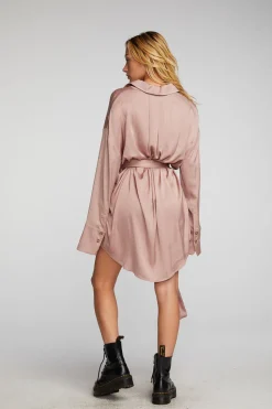 Chaser Brand Stretch Silky Woven Shirt Dress Best