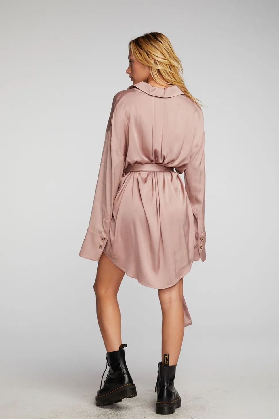 Chaser Brand Stretch Silky Woven Shirt Dress Best