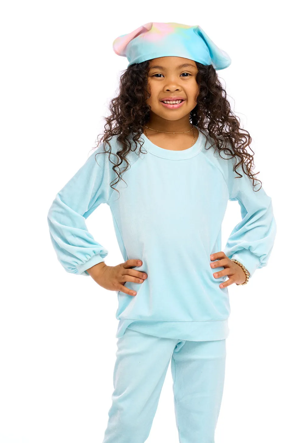 Chaser Brand Stretch Velvet Blouson Sleeve Raglan Fashion
