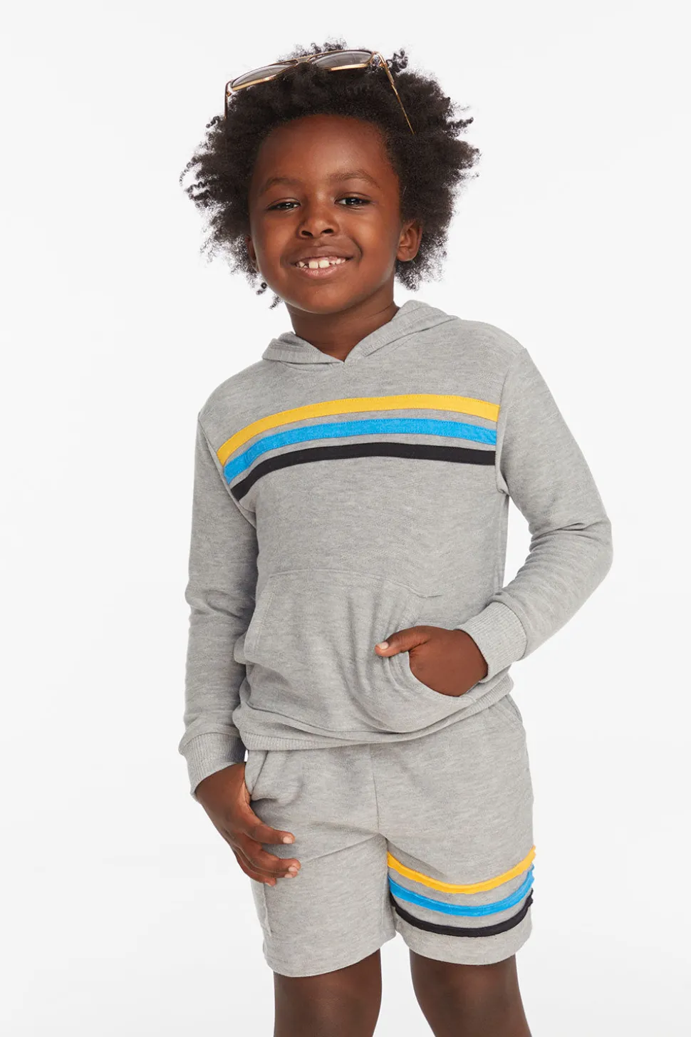 Chaser Brand Striped Heather Grey Boys Pullover Hoodie Cheap