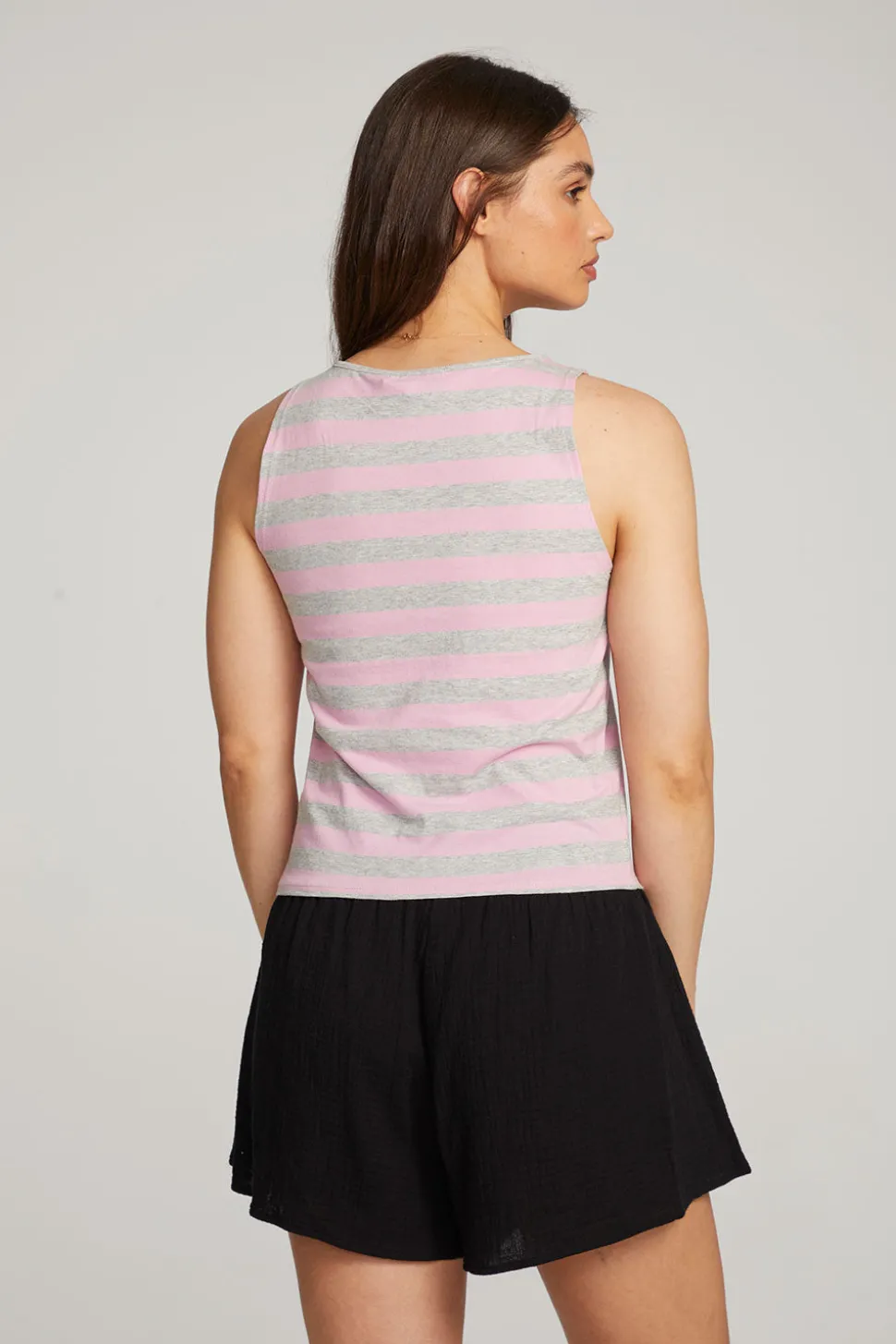Chaser Brand Teague Pastel Lavender And Grey Marl Striped Tank Shop