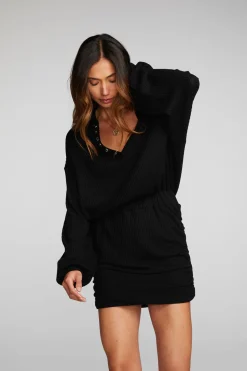 Chaser Brand Thermal Waffle Mini Dress With Shirring Best