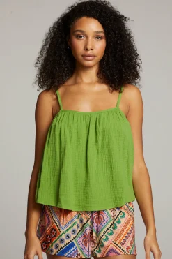 Chaser Brand Tropical Piquant Green Top Flash Sale