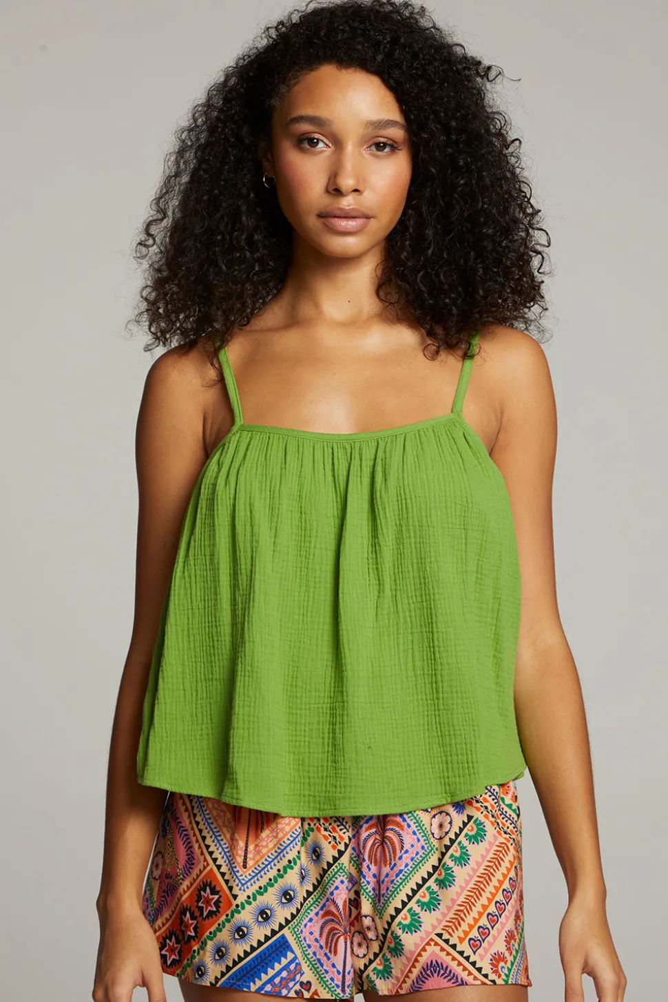 Chaser Brand Tropical Piquant Green Top Flash Sale