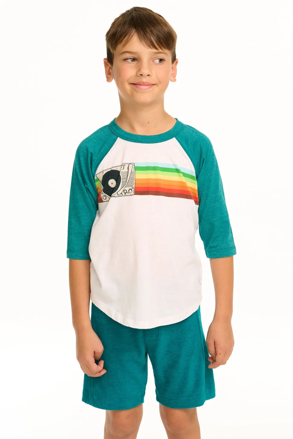 Chaser Brand Turntable Rainbow Recycled Vintage Jersey Baseball Tee Fashion