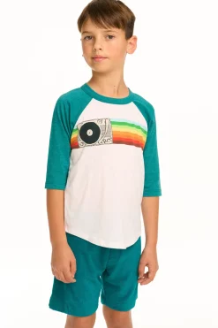 Chaser Brand Turntable Rainbow Recycled Vintage Jersey Baseball Tee Fashion