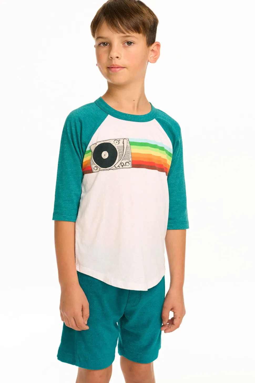 Chaser Brand Turntable Rainbow Recycled Vintage Jersey Baseball Tee Fashion