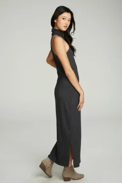 Chaser Brand Turtle Neck Tank Maxi Dress With Side Slits Hot