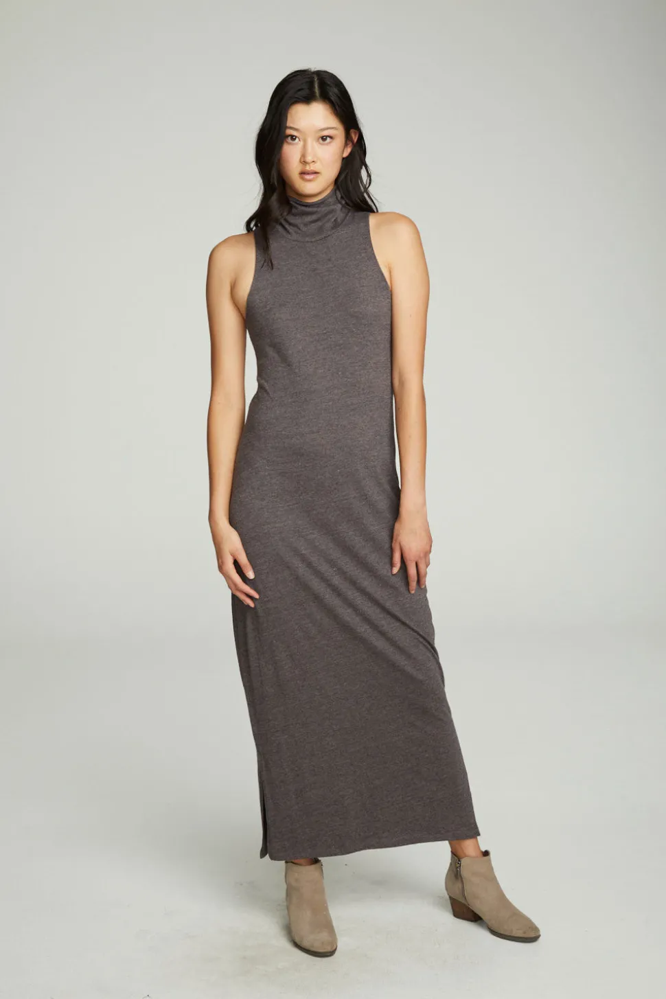 Chaser Brand Turtle Neck Tank Maxi Dress With Side Slits Sale