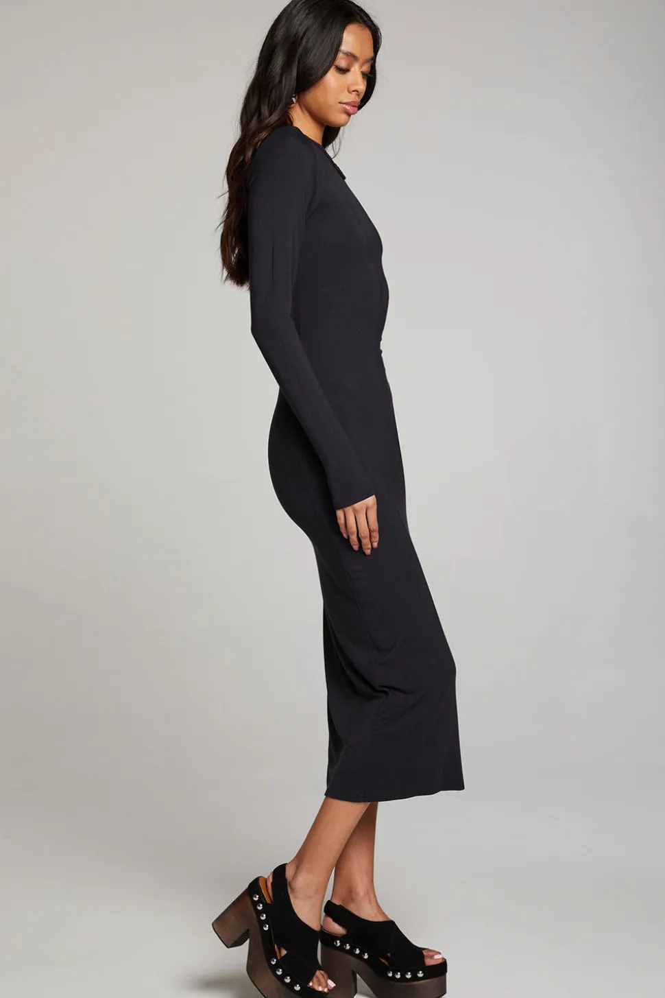 Chaser Brand Vedaa Licorice Midi Dress Best Sale