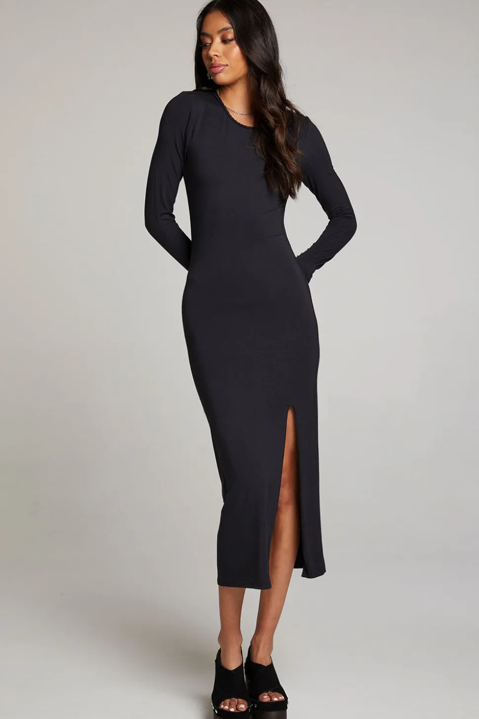Chaser Brand Vedaa Licorice Midi Dress Best Sale