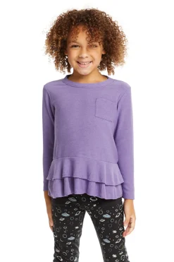 Chaser Brand Veronica Purple Long Sleeve Tee Outlet