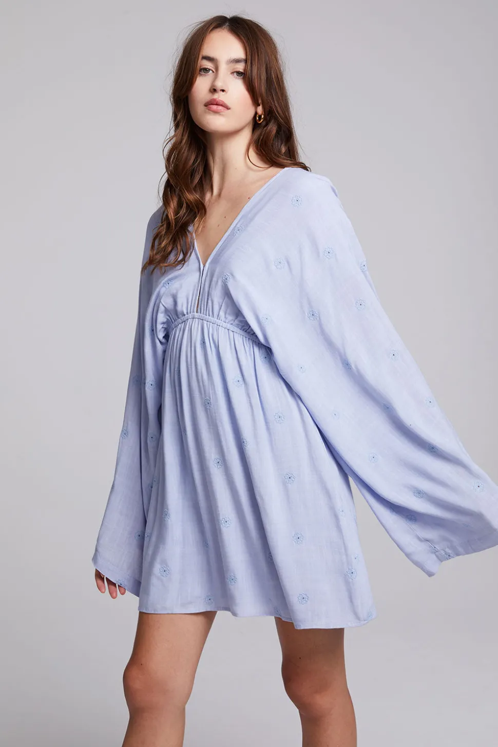 Chaser Brand Waverly Faded Denim Blue Mini Dress Fashion