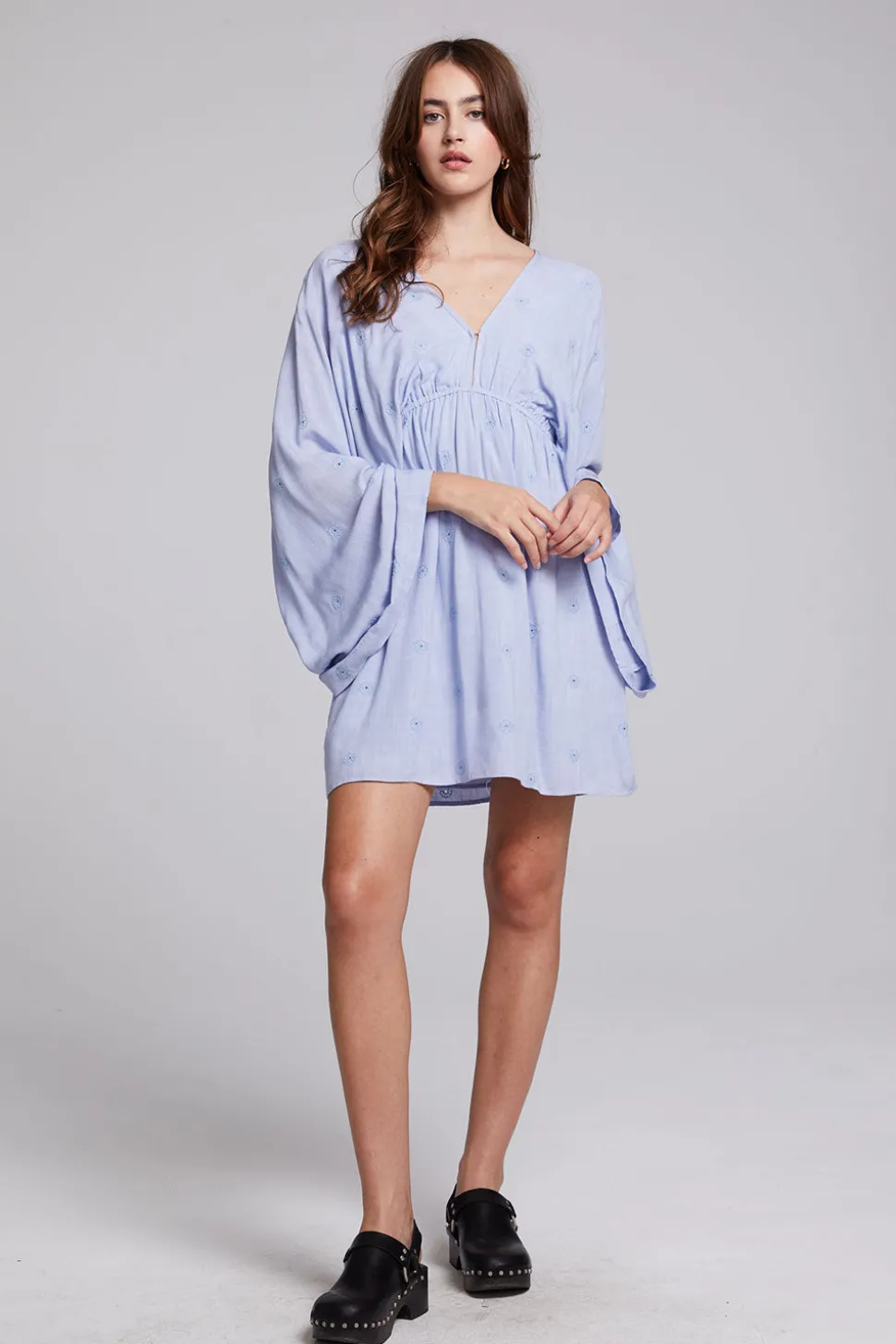 Chaser Brand Waverly Faded Denim Blue Mini Dress Fashion