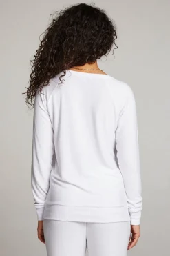 Chaser Brand White Long Sleeve Raglan Pullover Cheap