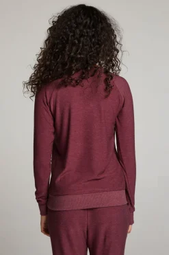 Chaser Brand Wine Red Long Sleeve Raglan Pullover Hot