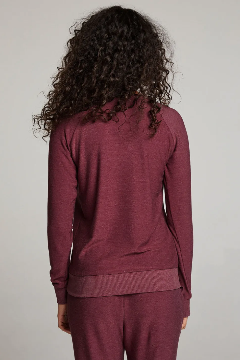 Chaser Brand Wine Red Long Sleeve Raglan Pullover Hot